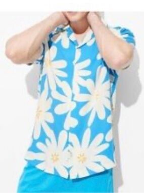 Original Use Blue Floral Short-Sleeve Button-Up Shirt